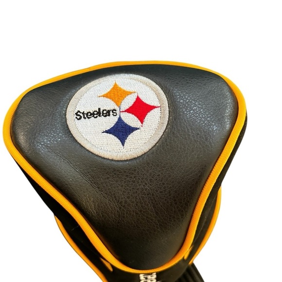 Pittsburgh Steelers Black Driver Cover Logo Golf Club Team Golf New Faux Leather - Picture 2 of 3